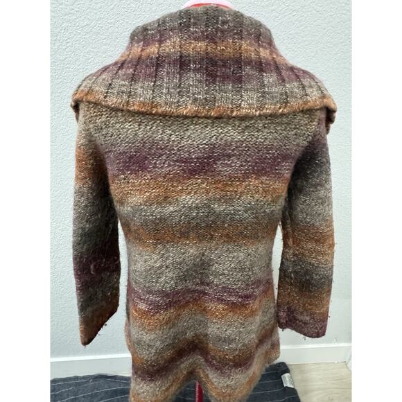 Sundace Striped Knit Cardigan , Cozy Button Down, Shawl Collar, Casual Chic - Picture 4 of 7